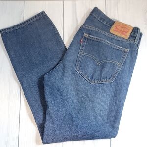 Levi's Blue Denim Straight Leg Jeans Relaxed Fit Mens Sizr 36" X 32"